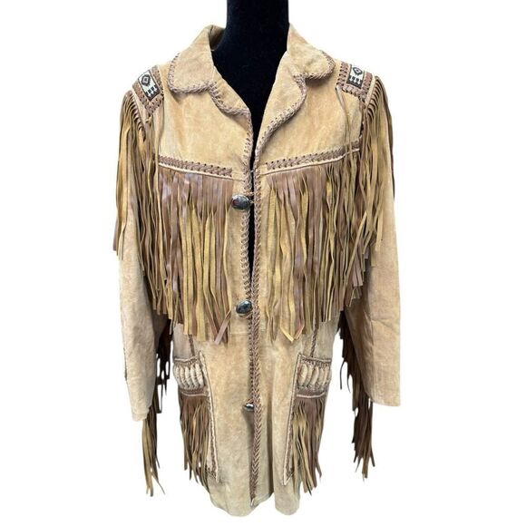 Scully Men’s Western Fringe Boar Suede Jacket w/ Beading sz 40 US - Picture 3 of 15